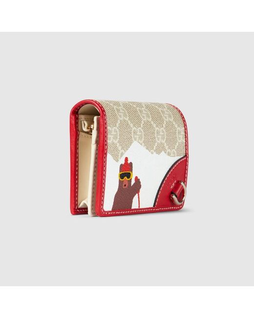 Gucci Red Printed Gg Small Wallet
