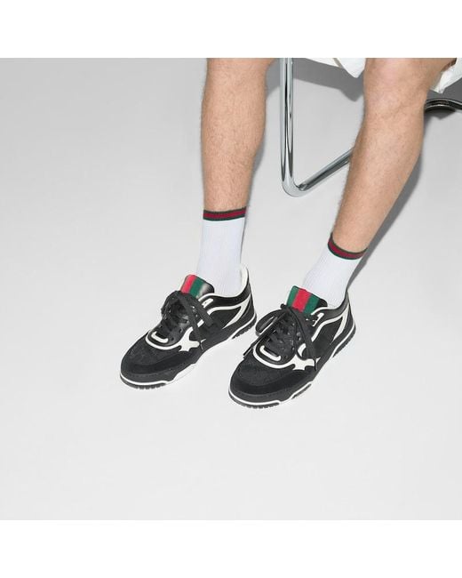 メンズ Gucci 〔グッチ リウェブ〕メンズ スニーカー, ブラック, レザー Black