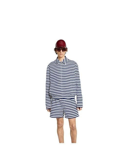 Gucci Jacke Aus Gg Baumwolljacquard Mit Print Und Rv, Größe in Blue für Herren