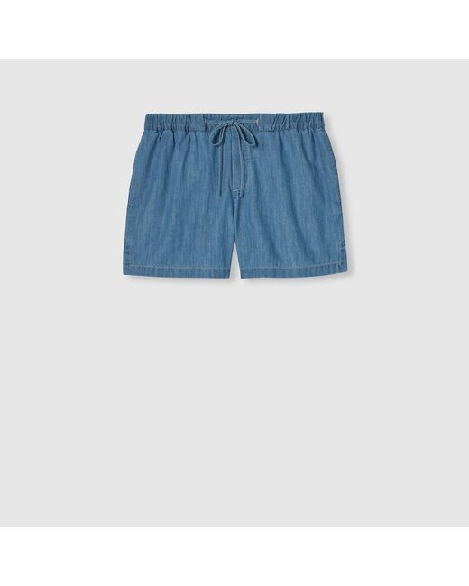 Gucci Blue Denim Shorts With Horsebit, Ready-To-Wear