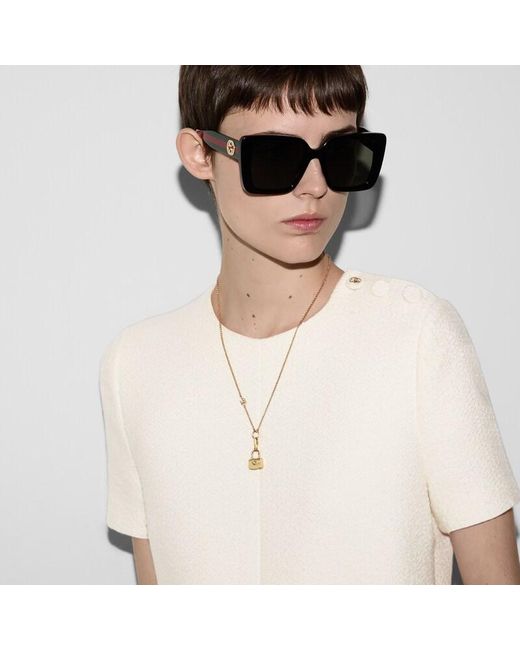 Gucci Metallic Chain Necklace With Bag Pendant