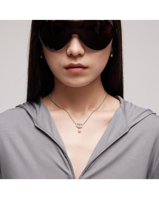Gucci Metallic Crystal And Pearl Necklace