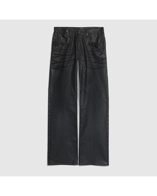 Gucci Black Flared Coated Cotton Twill Denim Pants, Size 28, Ready-To-Wear for men