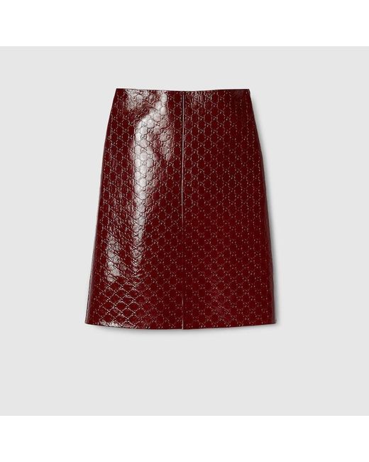 Gucci Ggエンボス ミドルレングス スカート, ボルドー, ウェア Red