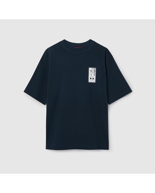 Gucci T-Shirt Aus Baumwolljersey Mit Print, Grösse in Blue für Herren