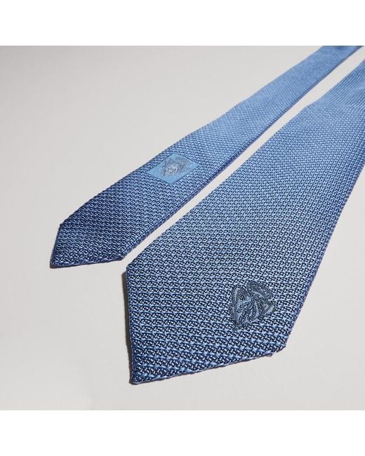 Gucci Blue Silk Tie With Embroidery, Silk for men