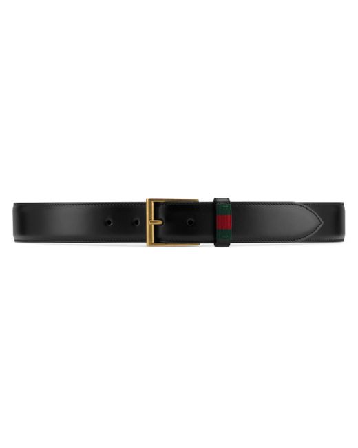 gucci leather belt with web