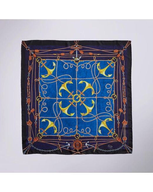 Gucci Blue "Lungomare" Printed Silk Carré
