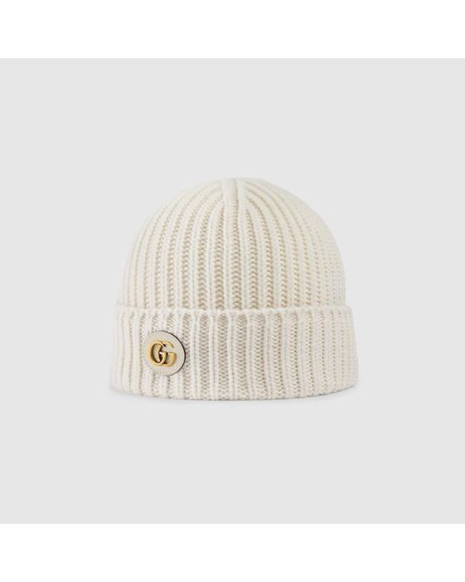 Gucci Natural Wool Cashmere Hat With Double G