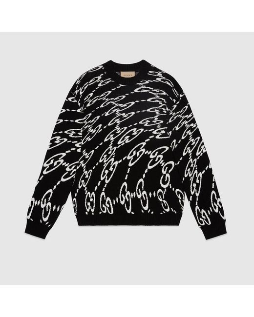 Gucci Wavy GG Cotton Jumper in Black Lyst UK