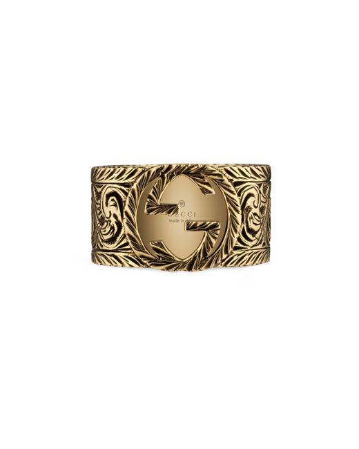 Gucci Yellow Gold Ring With Interlocking G in Metallic for Men - Lyst