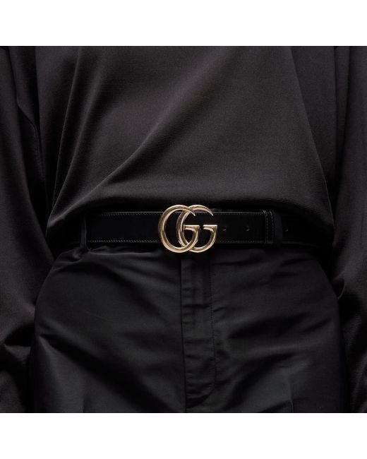Gucci Black Gg Marmont Thin Belt, Size 100