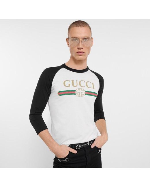 Gucci Black Silk Blend Jersey T-Shirt With Print for men