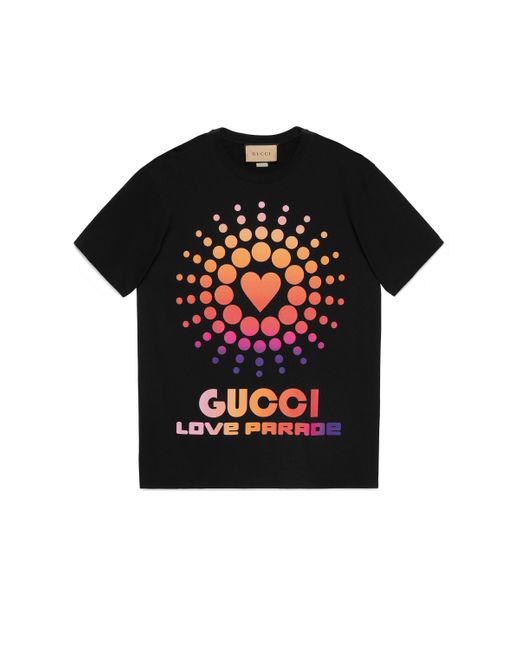Gucci ' Love Parade' Print Cotton Tshirt in Black for Men Lyst