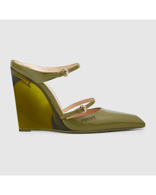 Gucci Green Wedge Mule, Leather