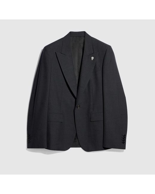 Gucci Blue Wool Single-Breasted Jacket for men
