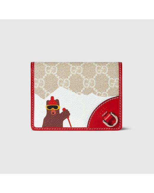 Gucci Red Printed Gg Small Wallet