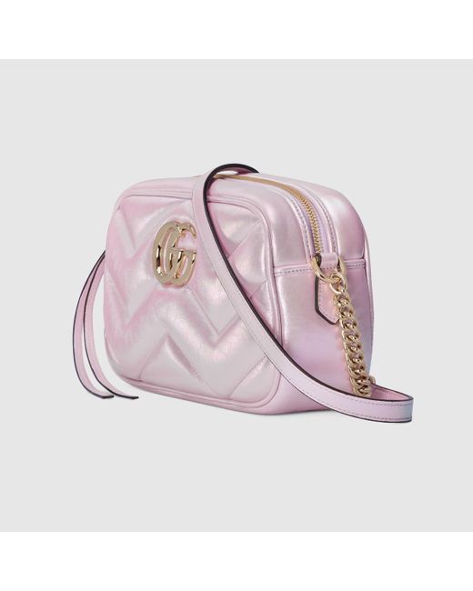 Gucci 〔GGマーモント〕スモール ショルダーバッグ, ピンク, Leather Pink
