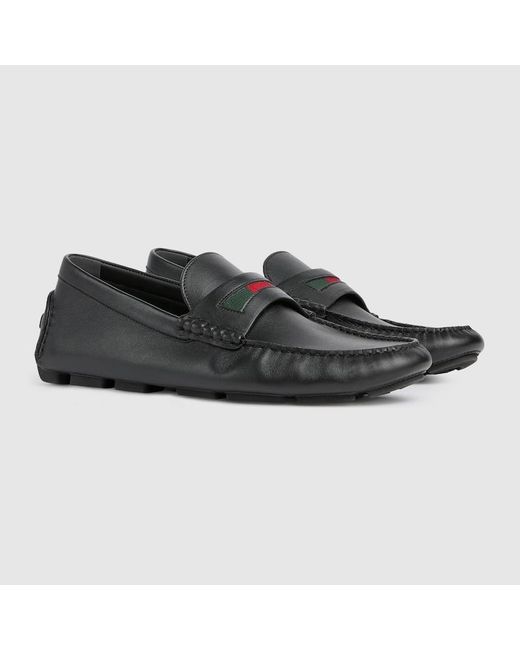 Gucci Black Loafers With Web Detail for men