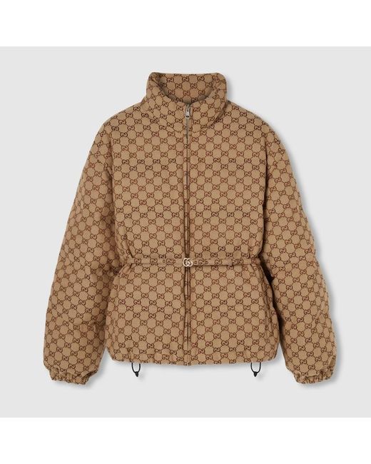 Gucci Brown Gg Canvas Bomber Jacket