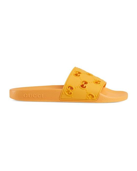 Gucci Yellow Rubber GG Slide Sandal