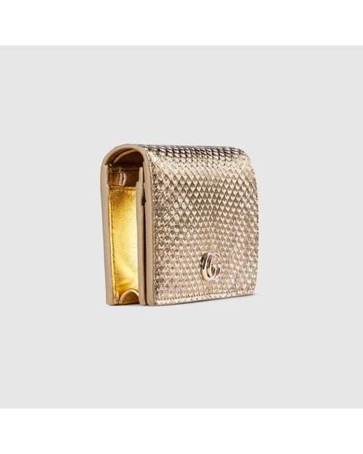Portefeuille En Python Gg Marmont Petit Format Gucci en coloris Natural