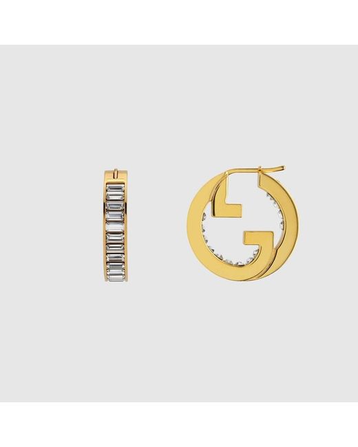Pendiente De Aro Blondie Con Cristales Gucci de color Metallic
