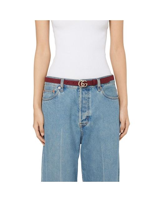 Gucci Red Gg Marmont Thin Belt, Size 100