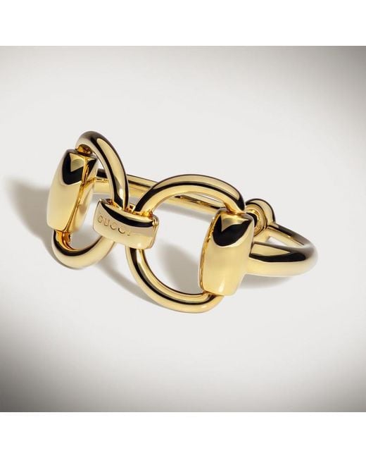 Gucci Metallic Horsebit Bangle Bracelet, Size S, -Toned Metal