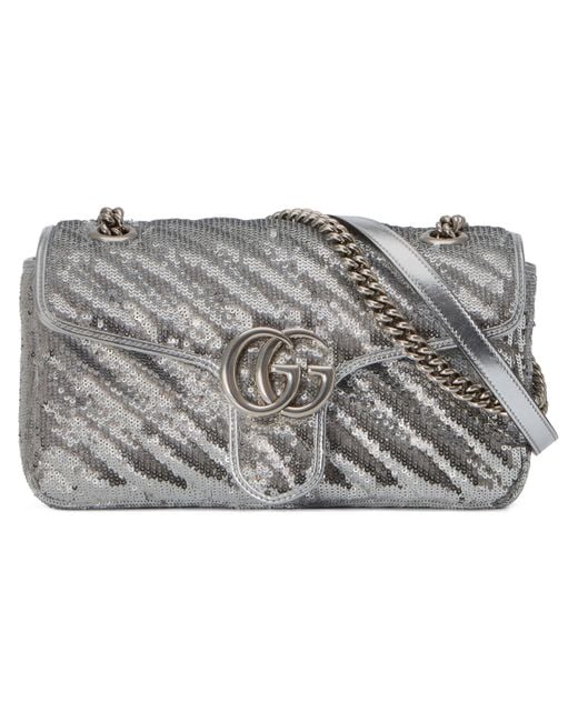 Gucci Metallic GG Marmont Small Sequin Shoulder Bag