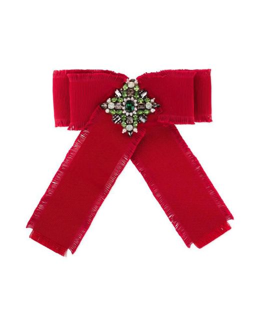 Gucci Red Grosgrain Bow Brooch