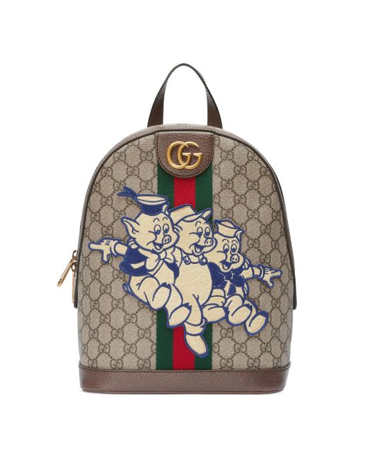 Gucci Multicolor Ophidia GG Backpack With Three Little Pigs