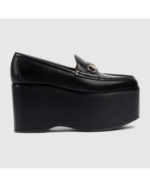 Gucci Black Horsebit Platform Loafer