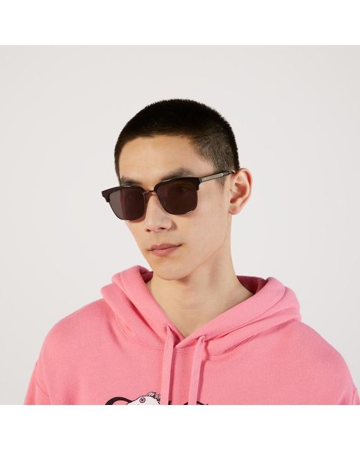 Gucci Black Rectangular-frame Metal Sunglasses for men