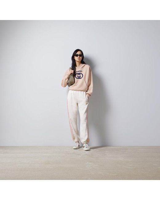Gucci White GG Felted Cotton Jersey Track Bottoms