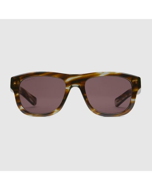 Gucci Brown Oval Frame Sunglasses for men