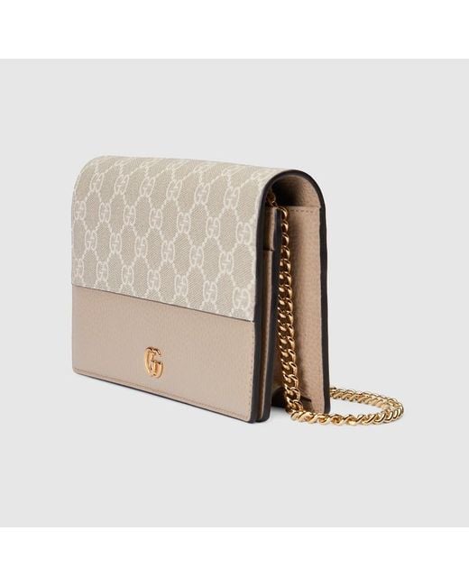 Gucci Natural Gg Marmont Bi-Color Mini Chain Bag