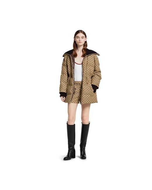 Gucci Brown Gg Canvas Puffer Jacket