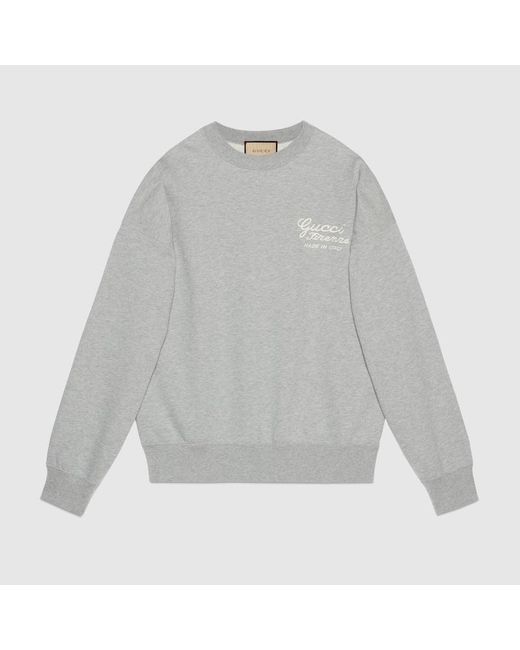 Gucci Gray Cotton Jersey Sweatshirt With Embroidery for men