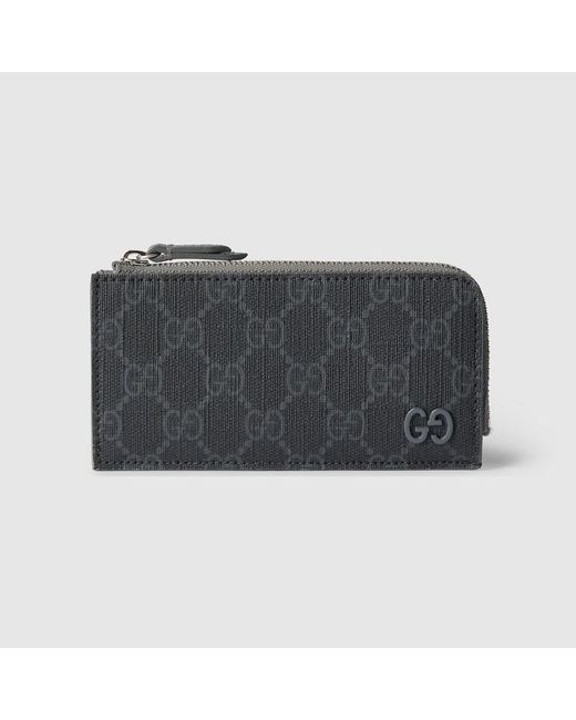 Gucci Black GG Zip Card Case With GG Detail for men