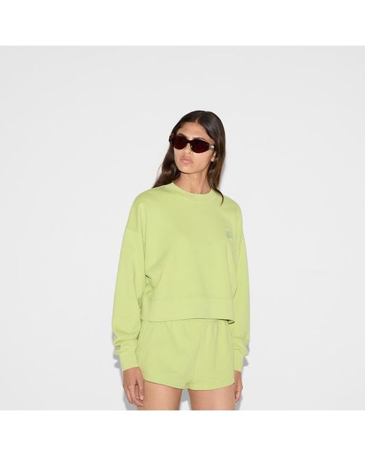 Gucci エンブロイダリー コットンジャージー スウェットシャツ, グリーン, ウェア Green