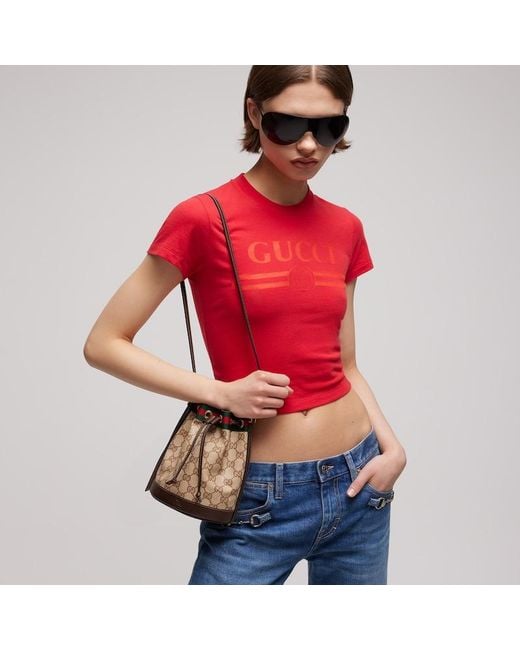 Gucci Natural Mini Bucket Bag With Web
