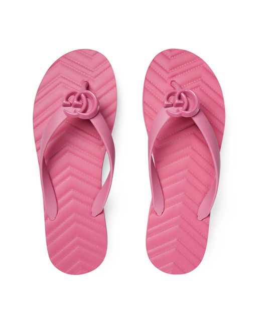 Gucci Gummi Damen Zehensandale Mit Chevron Muster In Pink Lyst