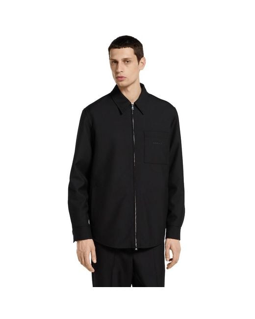Gucci Black Wool Twill Zip Overshirt for men