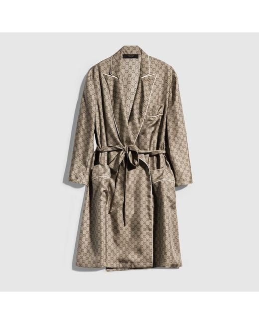 Gucci Brown Printed Silk Twill Shirt