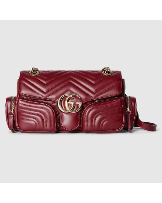 Gucci Red Kleine GG Marmont Multipocket-Tasche