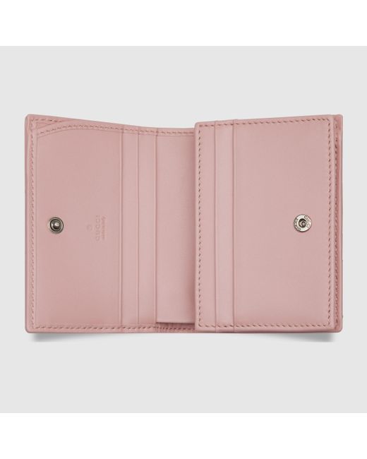 Gucci ダブルg キルティング カードケース ウォレット, ピンク, Leather Pink