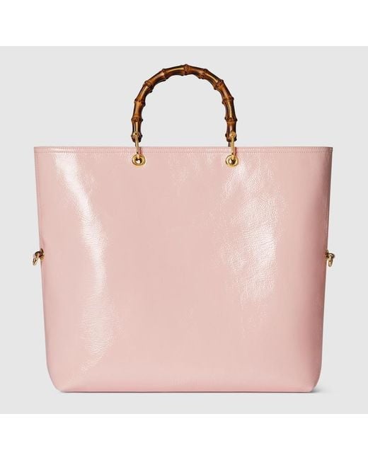 GUCCI リバーシブル トートバッグ ピンク Gucci Bamboo Large Reversible Tote Bag, Leather in Pink | Lyst