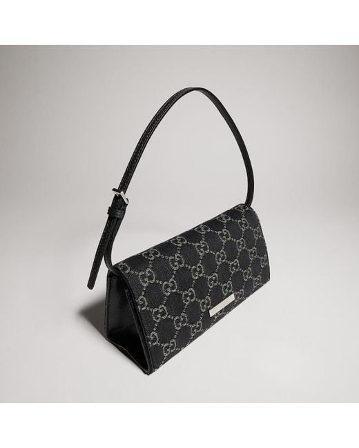 Gucci Black Small Pouch With Strap And Plaque, Fabric