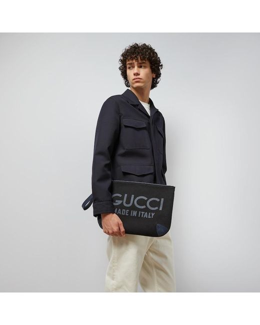Gucci Black Pouch With Print for men
